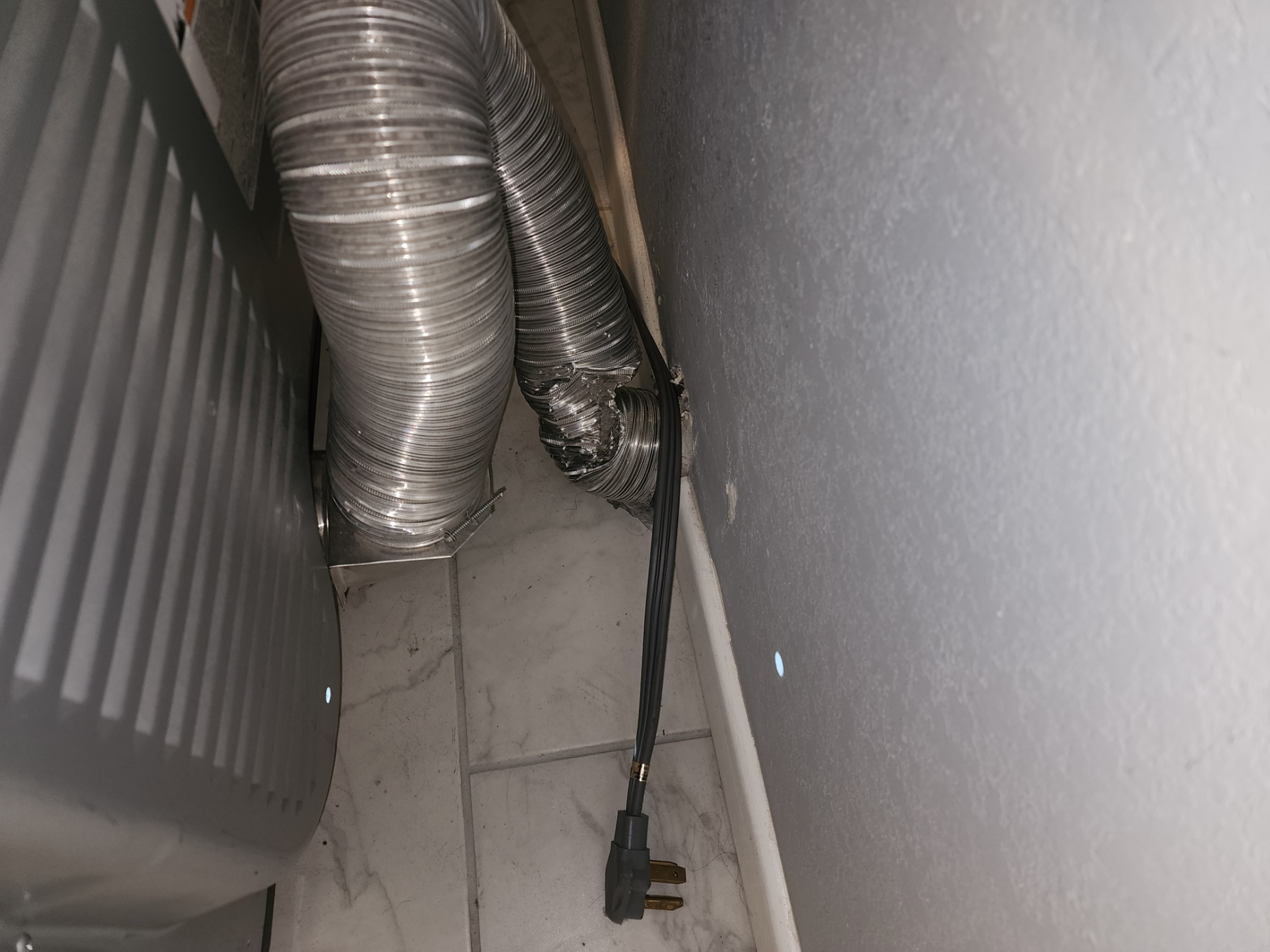 Semi-rigid dryer vent duct - a common fire hazard replaced during dryer vent cleaning in Lubbock